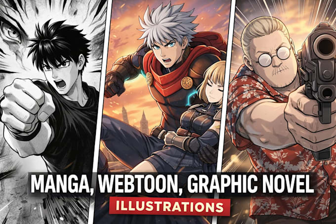 draw manga comic, webtoon and graphic novel illustrations