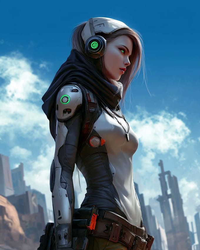create fantasy, sci fi, character with hyperrealistic style