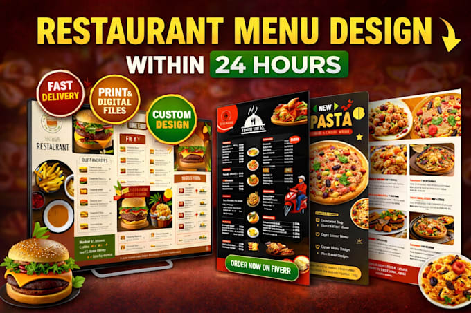 design a professional restaurant menu card with modern layout