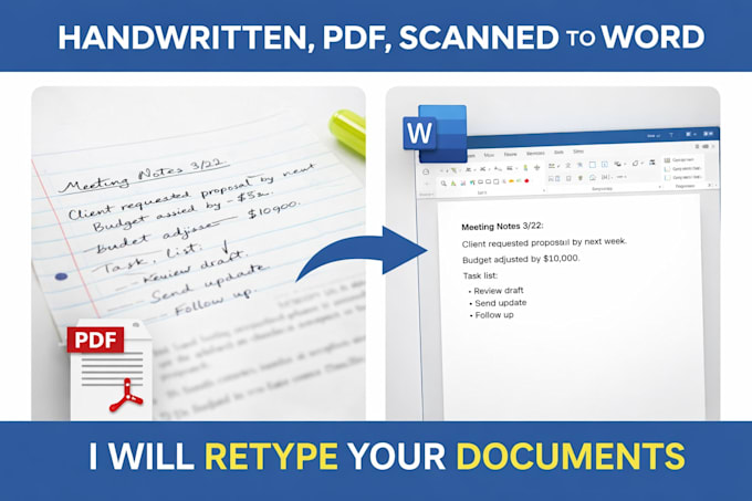 type your handwritten notes into editable word files
