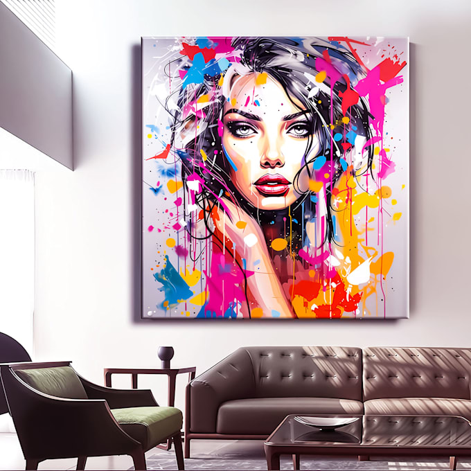 create unique printable digital oil paint abstract wall art design