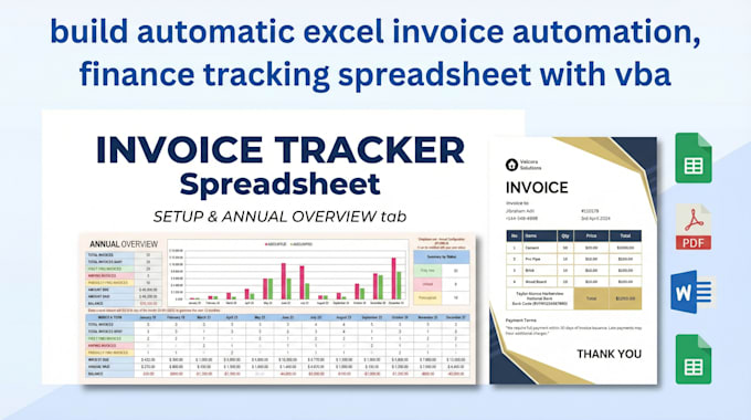 build automatic excel invoice automation, finance tracking spreadsheet with vba
