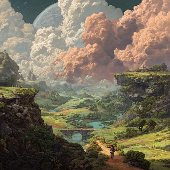 create fantasy landscape illustrations