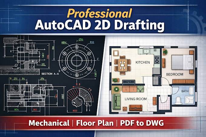 Design precise 2d mechanical drawings in autocad by Ammarhassan183 | Fiverr
