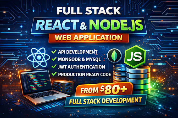 develop a full stack react node js functional web
