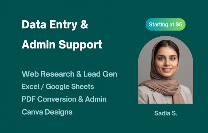 be your virtual assistant for data entry admin support and lead generation