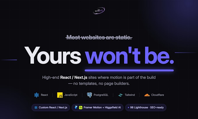 develop a high end website with motion graphics and ai visuals