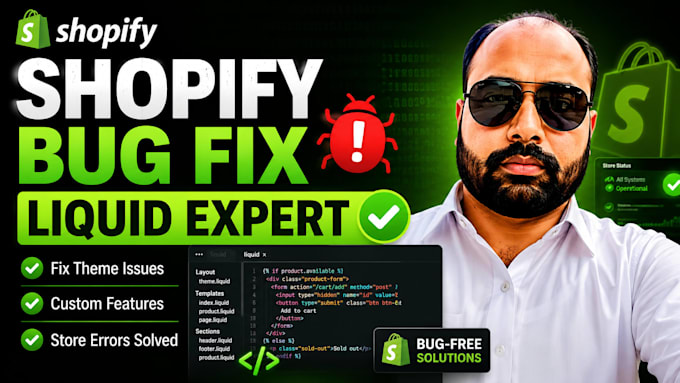 fix shopify bugs, liquid code issues and theme issues