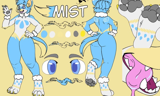 draw custom furry ref sheet detailed furry reference sheet reference sheet