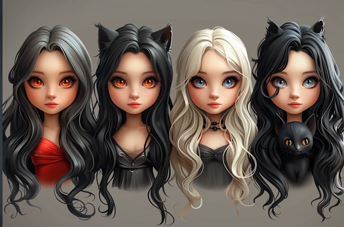 do cute chibi character, cartoon , sticker and emoticons