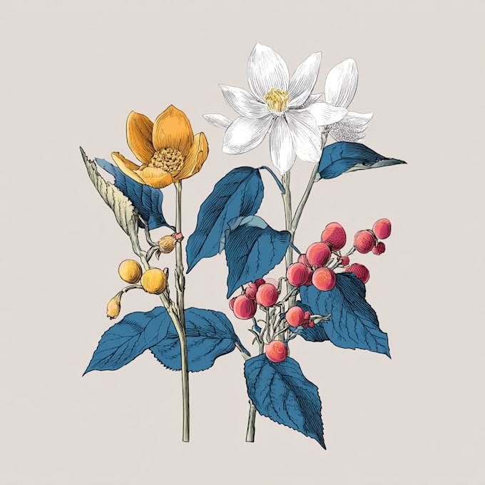 create a beautiful vintage botanical illustration