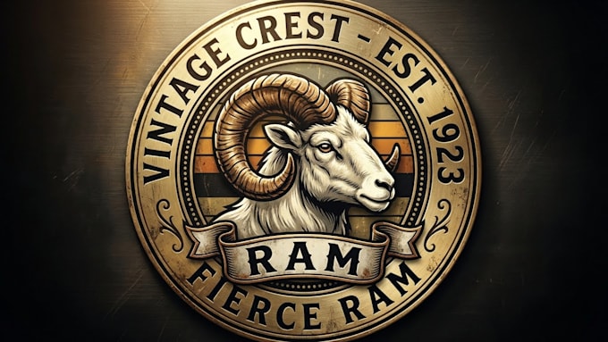 do a unique vintage ram logo with t shirt design