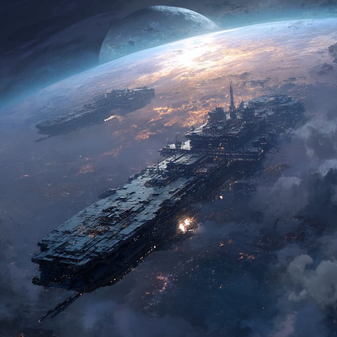 create high quality space art and futuristic space scenes