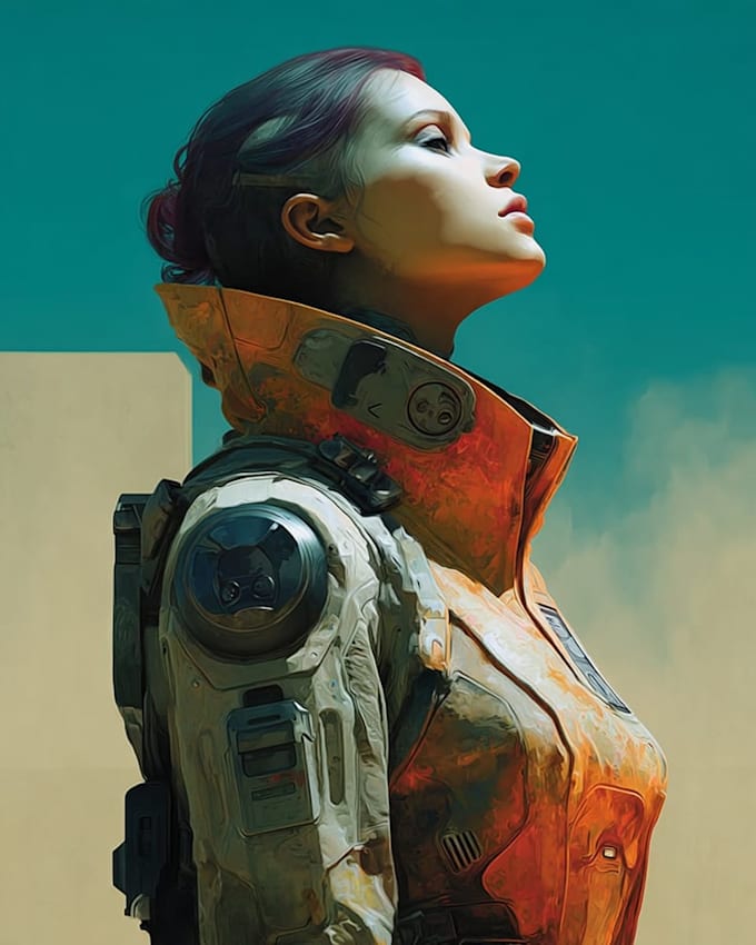 do a sci fi character illustration or sci fi character