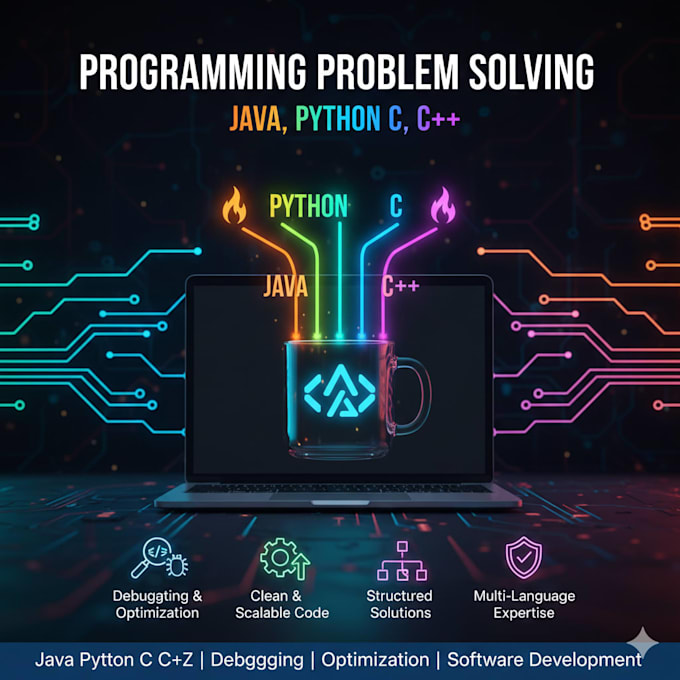 solve programming problems in java, python, c and cpp