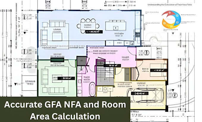 calculate gfa, nfa and room areas with professional architectural diagrams