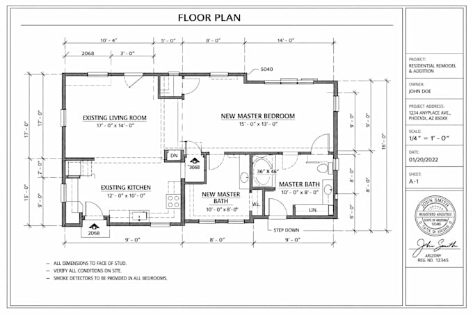 create stamped dimensioned floor plans for phoenix permit approval