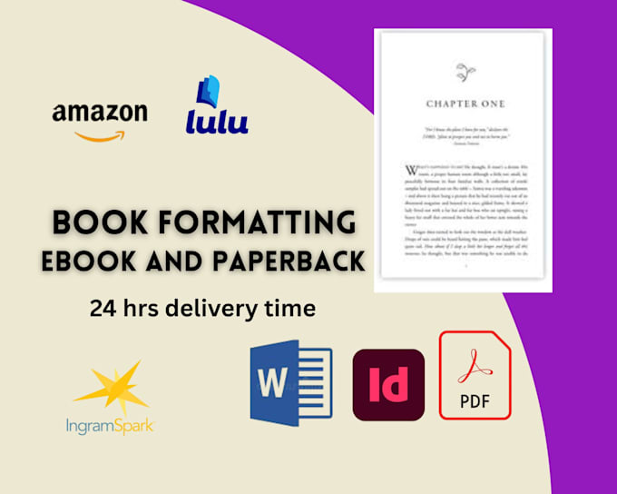 indesign formatting, book layout design, type setting, kdp and lulu formatting