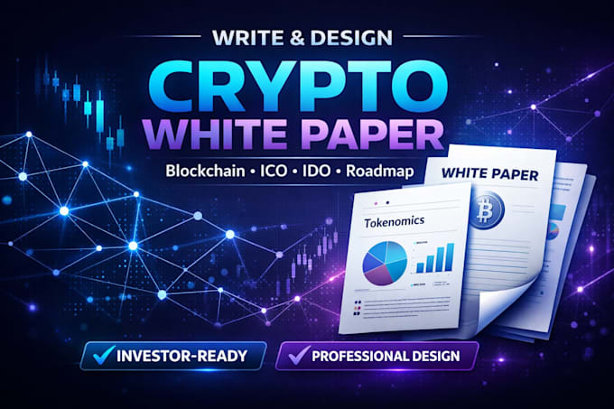 design a attractive crypto white paper for blockchain, ico, roadmap