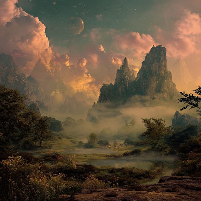 design a conceptual fantasy landscape
