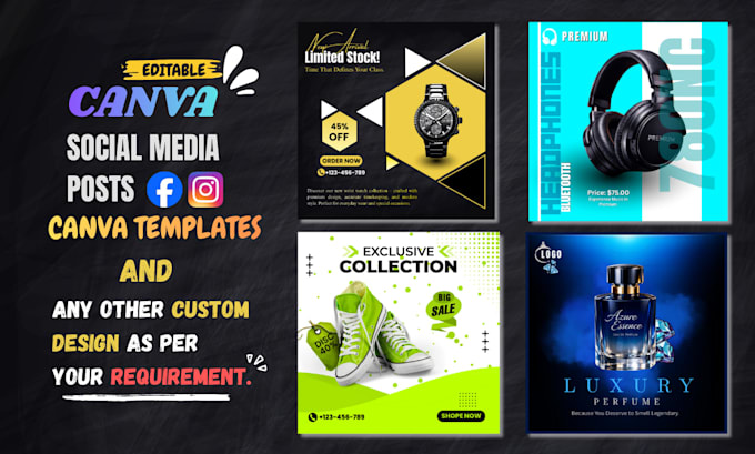 design any canva templates editable and instagram and facebook posts