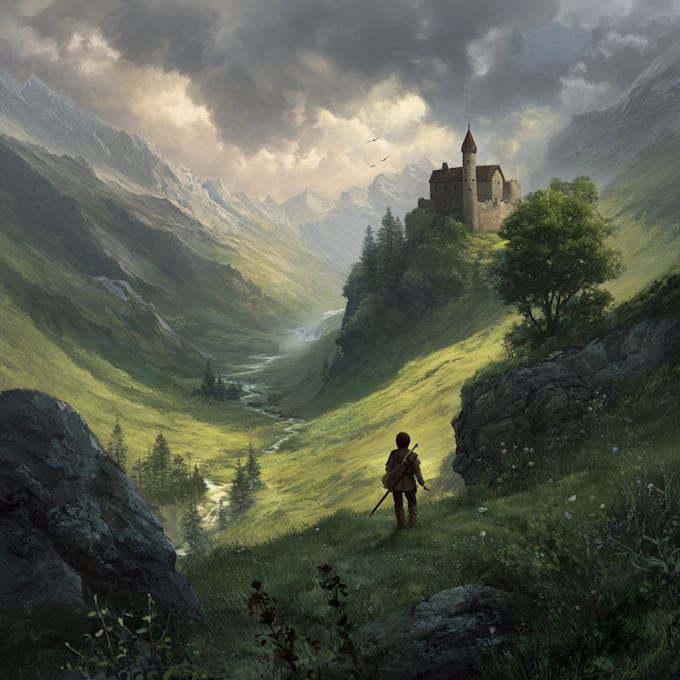 draw fantasy book cover, illustration