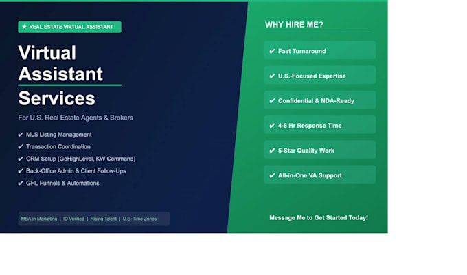 provide virtual assistant services, real estate