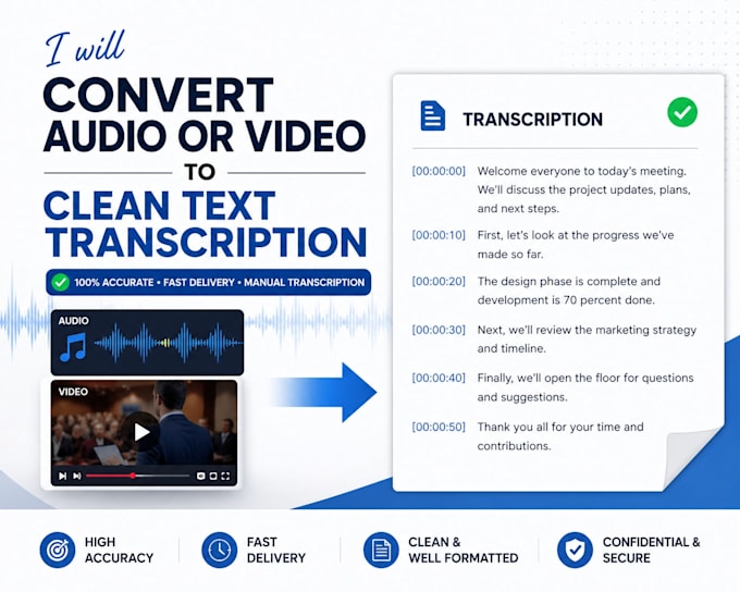 convert audio or video to clean text transcription