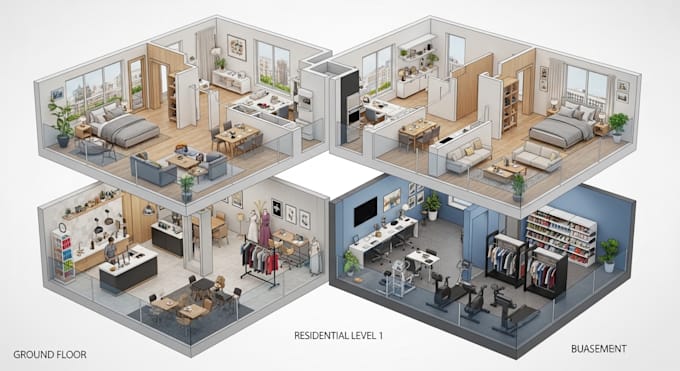 create 3d floor plan for your residential spaces and commercial spaces