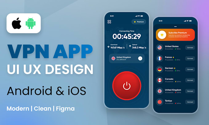 design professional VPN app with in app purchases