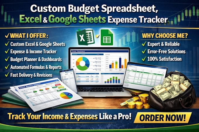 Design custom budget spreadsheet, excel spreadsheet google sheet ...