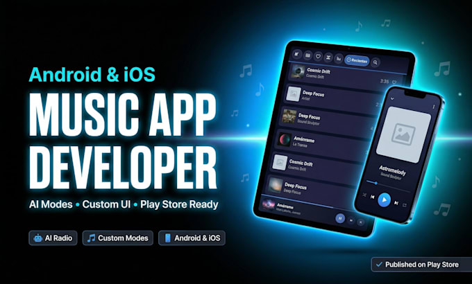 develop android music player app with ai and custom modules