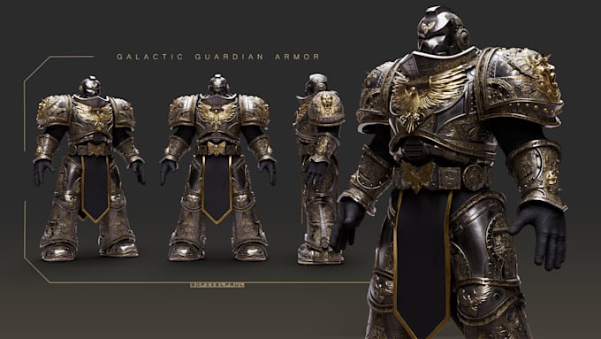 create high quality 3d knight armor