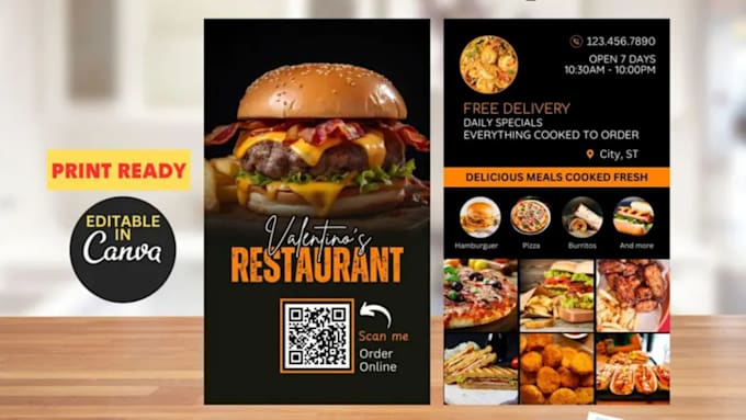 design a qr code digital menu for restaurants and cafes