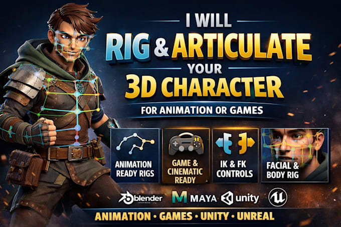 rig and articulate your 3d character for animation or games