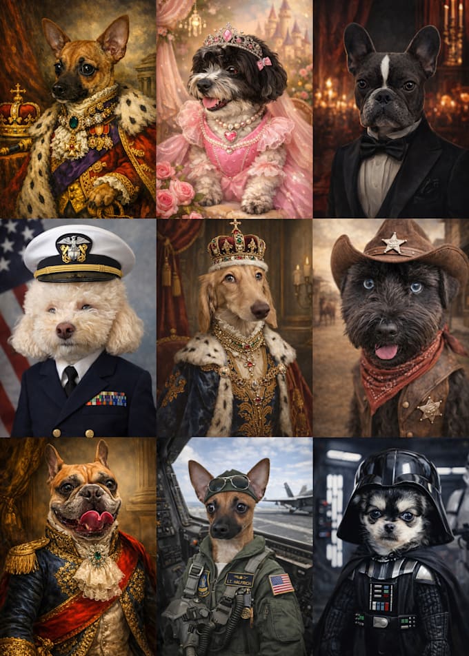create a royal pet portrait from your photo