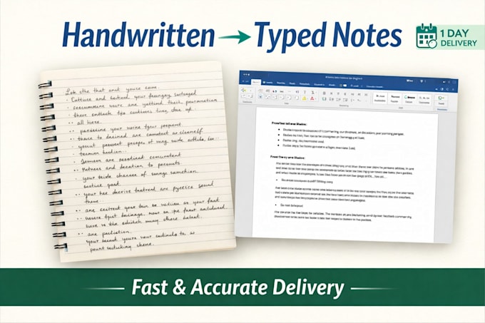type handwritten notes into clean PDF or word