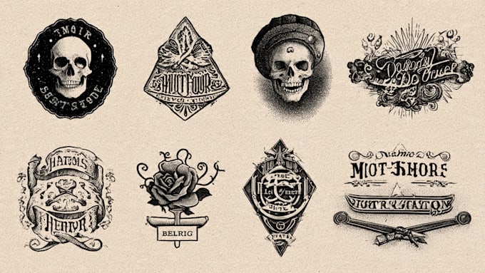 create vintage hand lettering and tattoo logo design