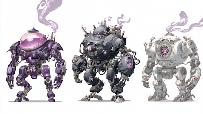 draw amazing character mecha robot illustration