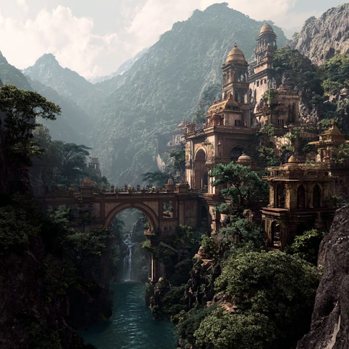 design high end matte painting for game environment
