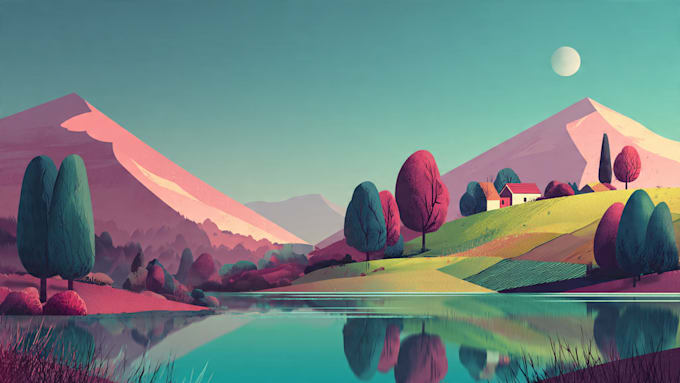 illustrate beautiful flat landscape illustration art