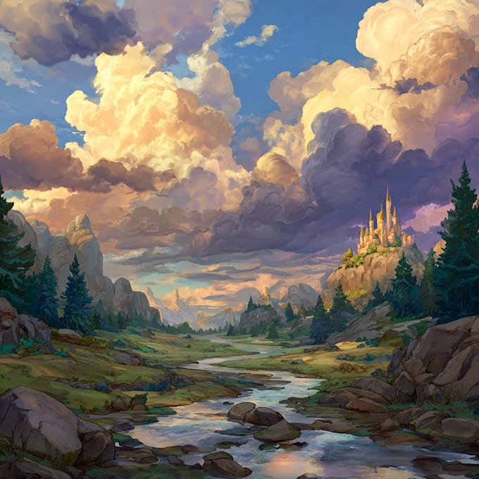 illustrate beautiful flat landscape illustration art