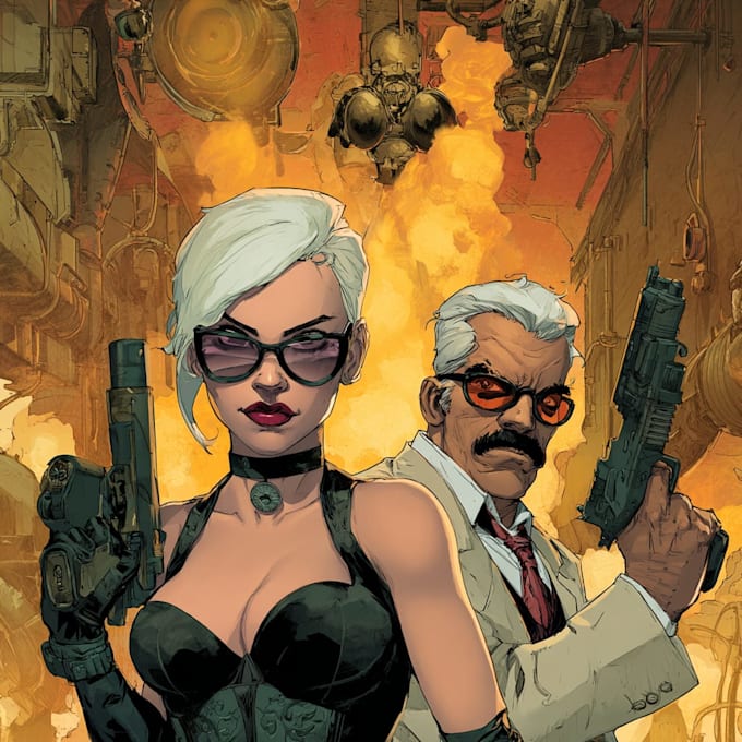 illustrate a superhero comic cover art