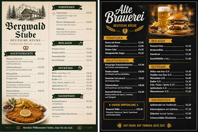 design a modern brunch, tv menu, food menu, breakfast menu for restaurant