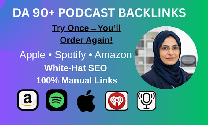 create high da podcast backlinks spotify amazon apple
