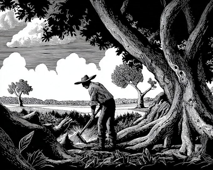 design handmade linocut style illustrations
