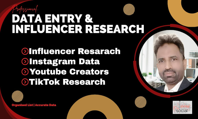 do influencer research and data entry for social media