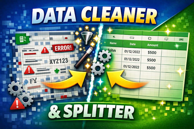 clean, format, merge, split excel data
