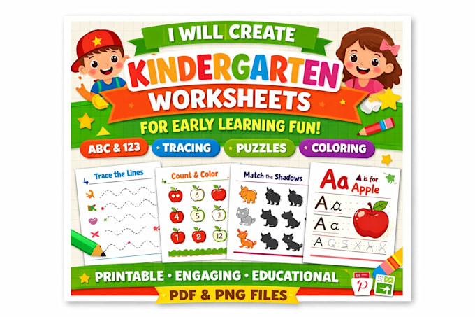 design colorful kindergarten worksheets