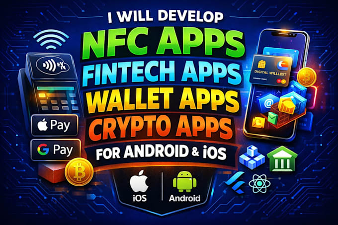 develop nfc, fintech, digital wallet app, crypto payment mobile apps ios android